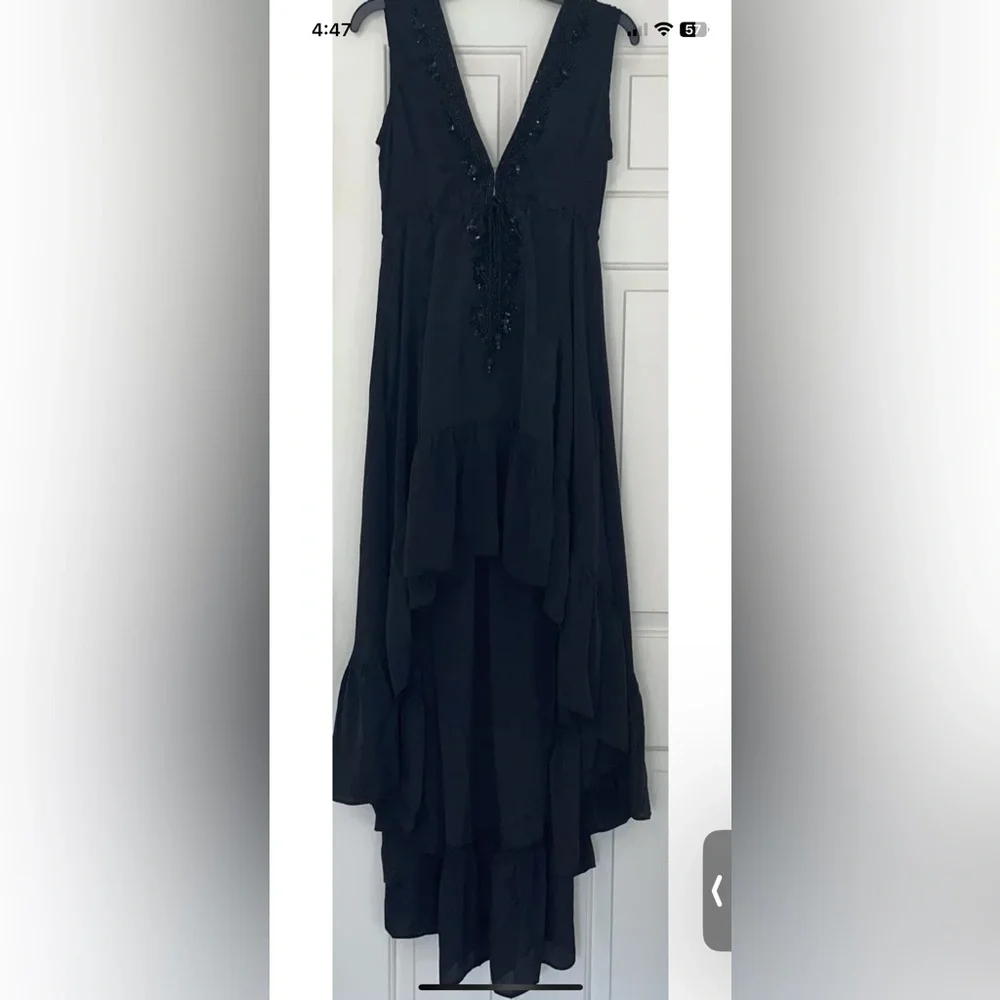 NWT SHAHIDA PARIDES High-Low beaded Maxi Dress. 100% viscose silk - Picture 3 of 7